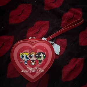 NWT GU Japan red powerpuff girls heart wristlet purse